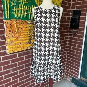 J. Crew Black and White Houndstooth Mini Dress
